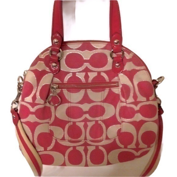 Coach Poppy Pink Metallic Fold Over Crossbody Bag